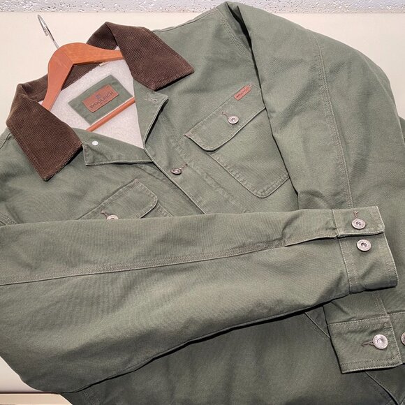 Woolrich Sherpa Lined Men's Canvas Button Down Jacket - Picture 3 of 5